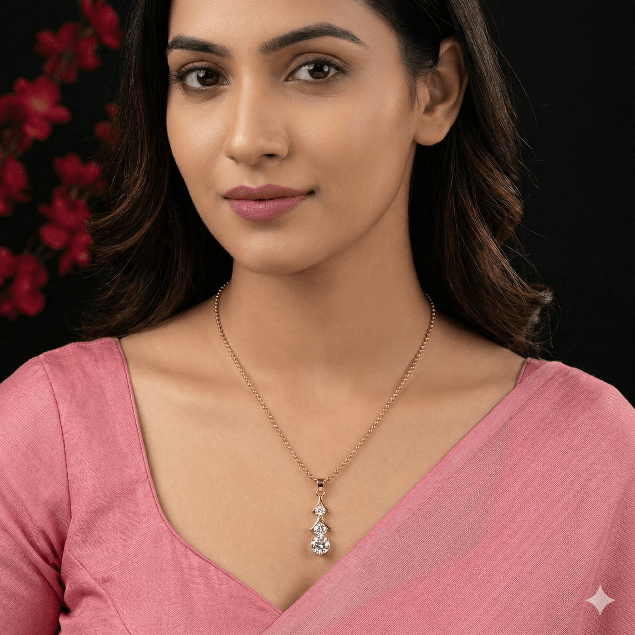 Stylish Gold Plated CZ Drop Pendant Necklace for Women